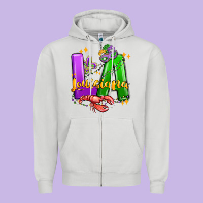 Louisiana Mardi Gras Zipper Hoodie Designed By Maliassmallbusiness