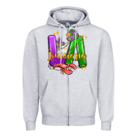 Heather Grey louisiana mardi gras Zipper Hoodie - MaliasSmallBusiness