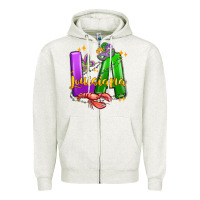 Oatmeal Heather louisiana mardi gras Zipper Hoodie - MaliasSmallBusiness