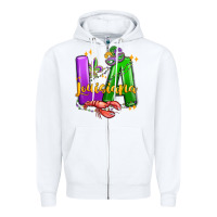White louisiana mardi gras Zipper Hoodie - MaliasSmallBusiness