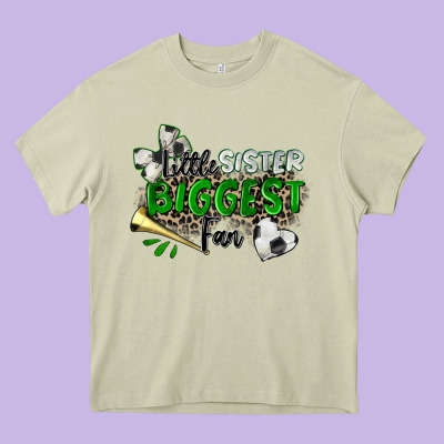 Little Sister Biggest Fan Soccer Heavy Core Tee Designed By Zillion Design Studio