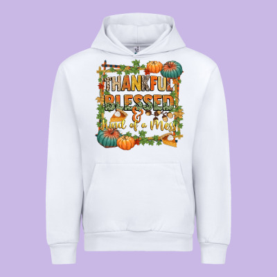 Thankful Blessed And Kind Of A Mess Urban Hoodie Designed By Cowgirlartshop