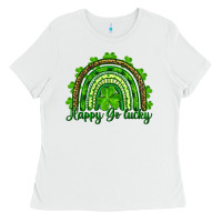 White st. patricks day happy go lucky Ladies Tee - RanaPortraitStore