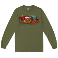 Army Green christmas nana highland cow Long Sleeve Tee - BarkalooDesign