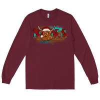 Burgundy christmas nana highland cow Long Sleeve Tee - BarkalooDesign