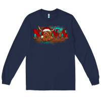 Navy christmas nana highland cow Long Sleeve Tee - BarkalooDesign