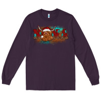 Plum christmas nana highland cow Long Sleeve Tee - BarkalooDesign