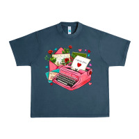 Midnight Navy pink typewriter and letters Urban Heavy Tee - AdoDesignShop