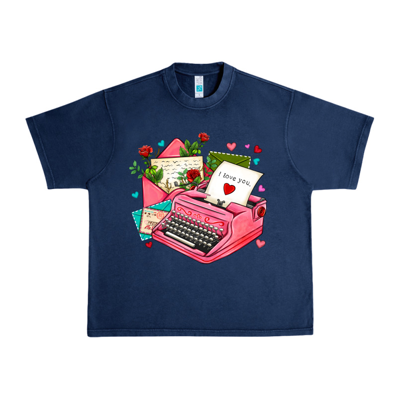 Pink Typewriter And Letters Urban Heavy Tee by AdoDesignShop | Teevron