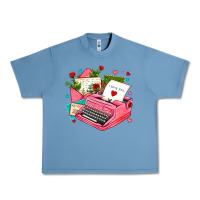 Pebble Blue pink typewriter and letters Urban Heavy Tee - AdoDesignShop
