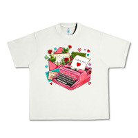 Pistachio pink typewriter and letters Urban Heavy Tee - AdoDesignShop