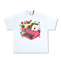 White pink typewriter and letters Urban Heavy Tee - AdoDesignShop