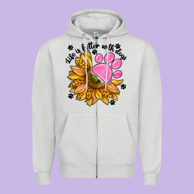 Life Is Better With Dogs Zipper Hoodie Designed By Nancycooperartshop