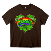 Chocolate Brown lucky heart with leopard Heavy Core Tee - RanaPortraitStore