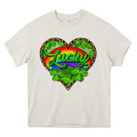 Cream lucky heart with leopard Heavy Core Tee - RanaPortraitStore