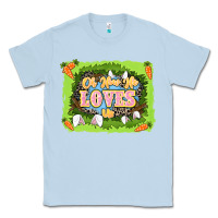 Dusty Blue Oh how he loves us Easter Day Classic Tee - LillyAllenDesigns