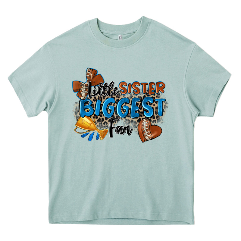 Little Sister Biggest Fan Football Heavy Core Tee by Zillion Design Studio | Teevron