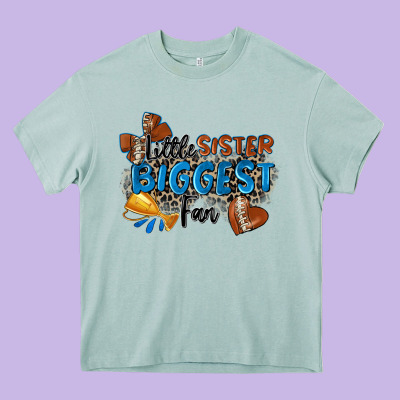 Little Sister Biggest Fan Football Heavy Core Tee Designed By Zillion Design Studio