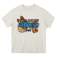Cream little sister biggest fan football Heavy Core Tee - Zillion Design Studio