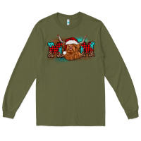 Army Green christmas mom highland cow Long Sleeve Tee - BarkalooDesign
