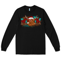Black christmas mom highland cow Long Sleeve Tee - BarkalooDesign