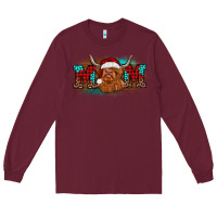 Burgundy christmas mom highland cow Long Sleeve Tee - BarkalooDesign