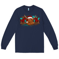 Navy christmas mom highland cow Long Sleeve Tee - BarkalooDesign