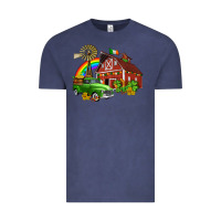 Vintage Denim barn st patricks with truck and shamrocks Vintage Tee - AdoDesignShop