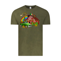 Vintage Olive barn st patricks with truck and shamrocks Vintage Tee - AdoDesignShop