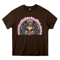 Chocolate Brown easter cross daisy egg rainbow Heavy Core Tee - Artiststas
