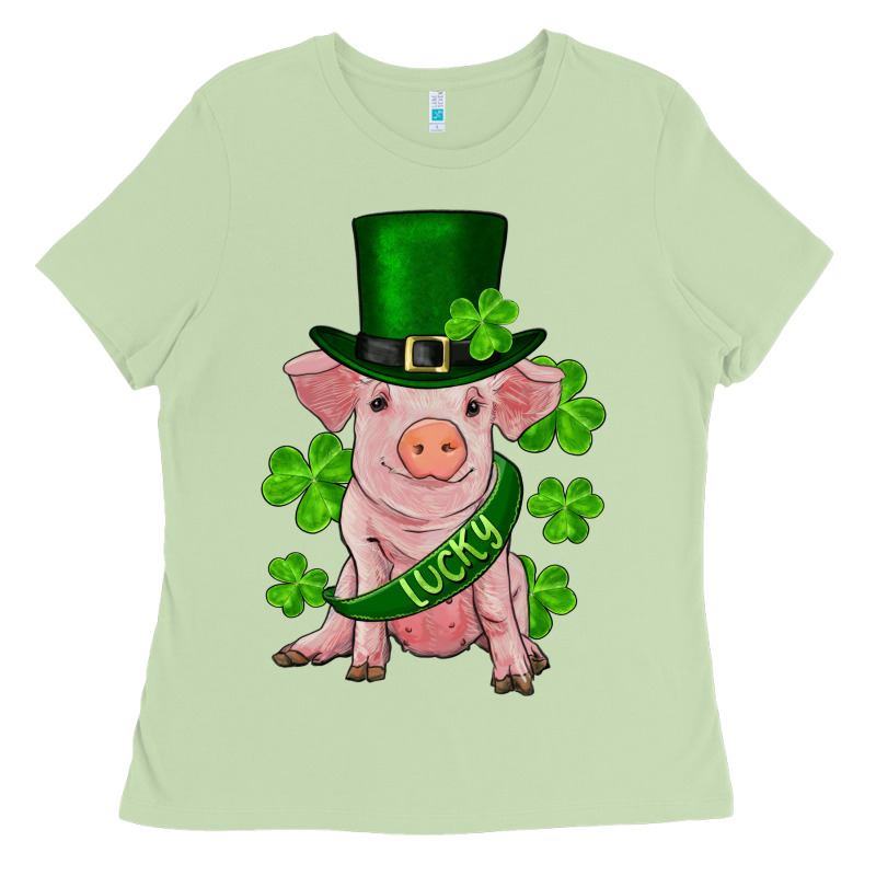 St. Patricks Day Lucky Baby Pig Ladies Tee by RanaPortraitStore | Teevron
