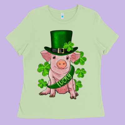 Ladies Tee st. patricks day lucky baby pig