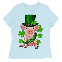 St. Patricks Day Lucky Baby Pig Ladies Tee | Teevron
