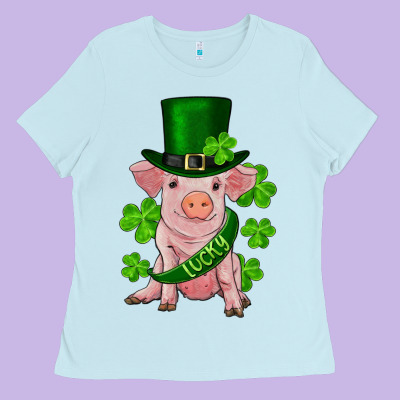 Ladies Tee st. patricks day lucky baby pig