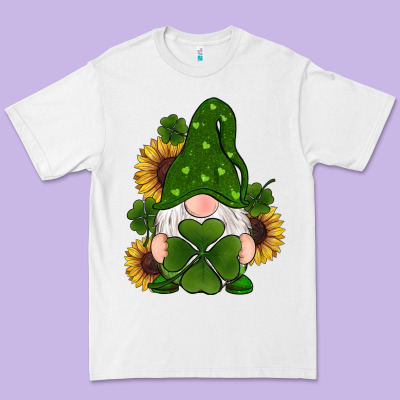 St Patricks Day Shamrock Gnomes  Sunflowers Premium Tee Designed By Ranaportraitstore