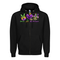 Black peace love mardi gras Zipper Hoodie - MaliasSmallBusiness