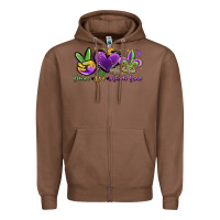 Chestnut peace love mardi gras Zipper Hoodie - MaliasSmallBusiness