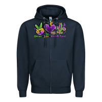Navy peace love mardi gras Zipper Hoodie - MaliasSmallBusiness