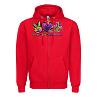 Red peace love mardi gras Zipper Hoodie - MaliasSmallBusiness