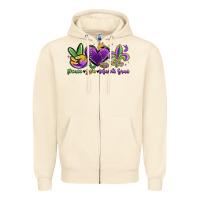 Peace Love Mardi Gras Zipper Hoodie | Teevron