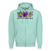 Seafoam peace love mardi gras Zipper Hoodie - MaliasSmallBusiness