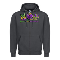Smoke peace love mardi gras Zipper Hoodie - MaliasSmallBusiness