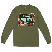 Army Green I tacked 100 days school Baseball Long Sleeve Tee - NancyCooperArtShop