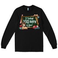 Black I tacked 100 days school Baseball Long Sleeve Tee - NancyCooperArtShop