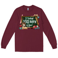 Burgundy I tacked 100 days school Baseball Long Sleeve Tee - NancyCooperArtShop