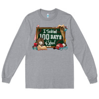 Heather Grey I tacked 100 days school Baseball Long Sleeve Tee - NancyCooperArtShop