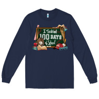 Navy I tacked 100 days school Baseball Long Sleeve Tee - NancyCooperArtShop