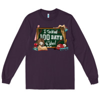 Plum I tacked 100 days school Baseball Long Sleeve Tee - NancyCooperArtShop