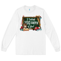 White I tacked 100 days school Baseball Long Sleeve Tee - NancyCooperArtShop