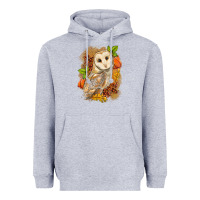 Heather Grey Fall Owl Heavyweight Hoodie - LillyAllenDesigns
